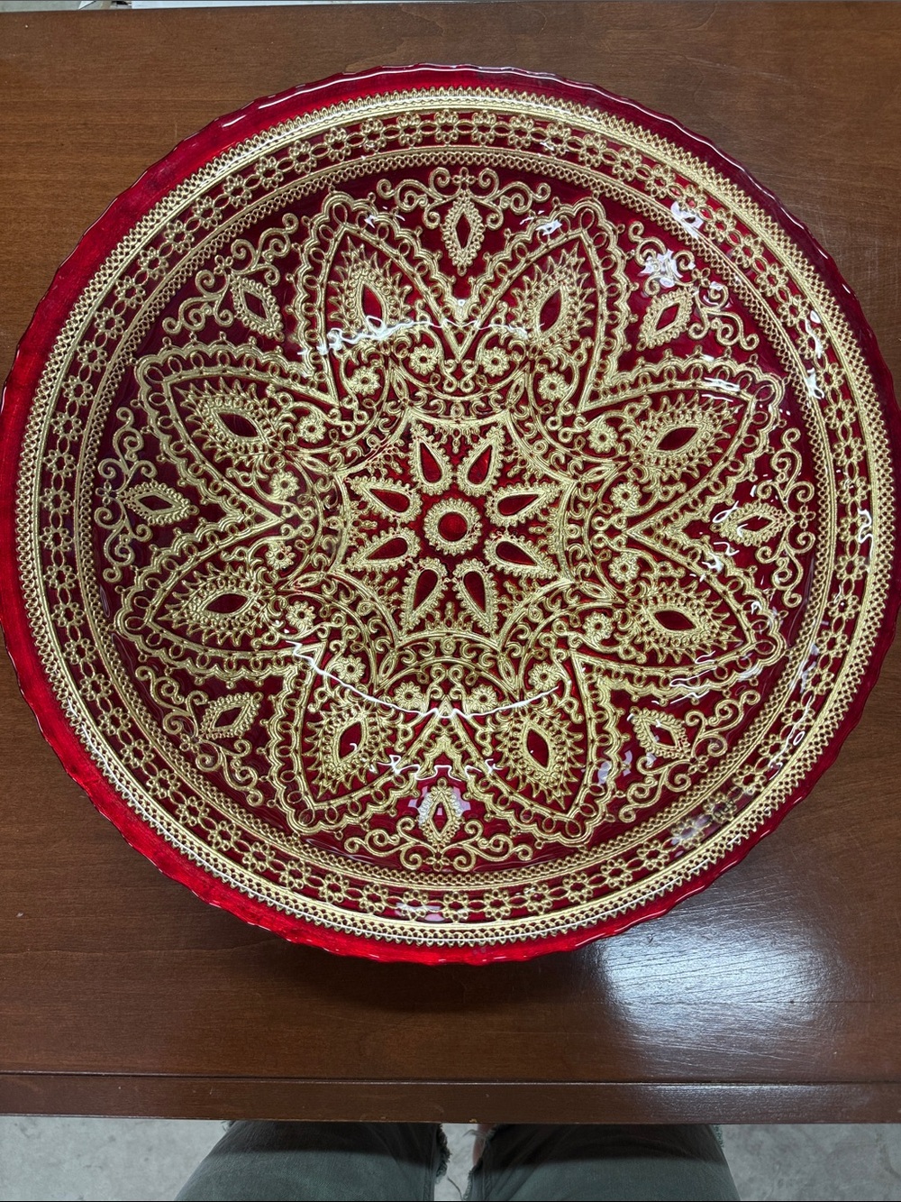 Ornate Gold Decorative Bowl with Embossed Star Motif
